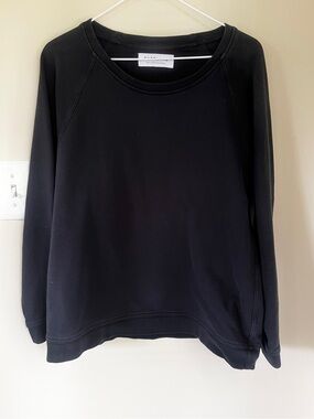 Everlane Classic Cotton Crewneck Raglan Sweatshirt, Black, Size L